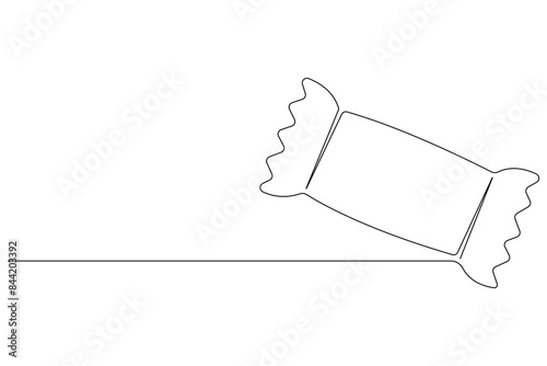 Continuous one line drawing of chocolate bar, Sweet candy set hand drawn vector illustration
