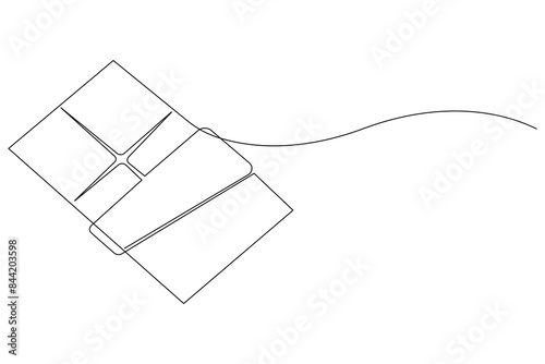 Continuous one line drawing of chocolate bar, Sweet candy set hand drawn vector illustration
