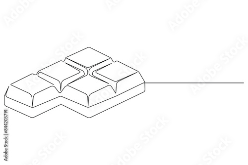 Continuous one line drawing of chocolate bar, Sweet candy set hand drawn vector illustration
