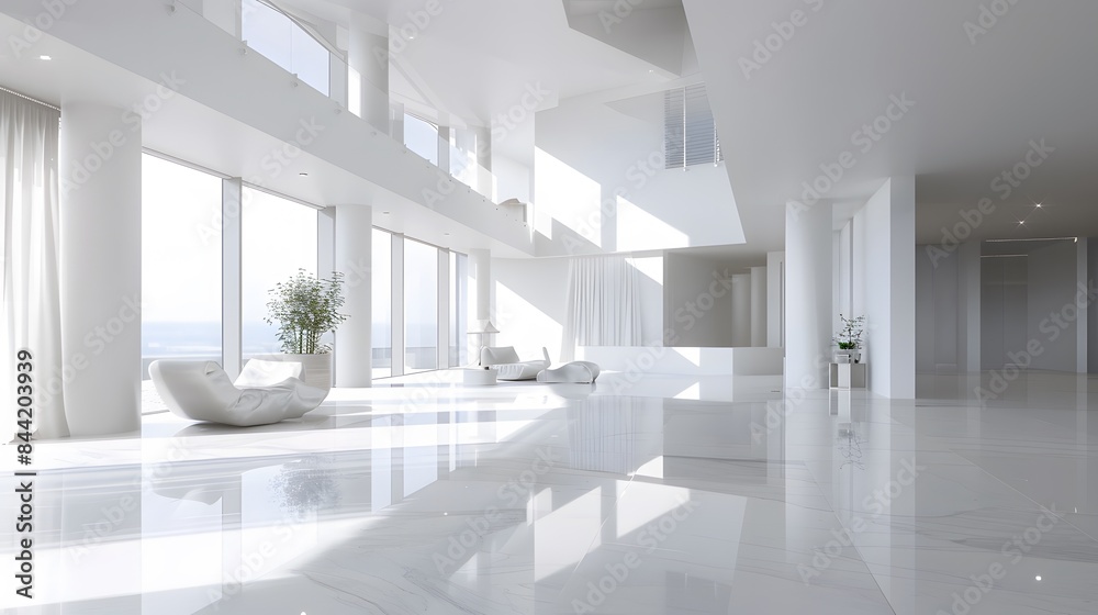 white background architecture glossy room 3d render illustration. white background architecture glossy room 3d render illustration.