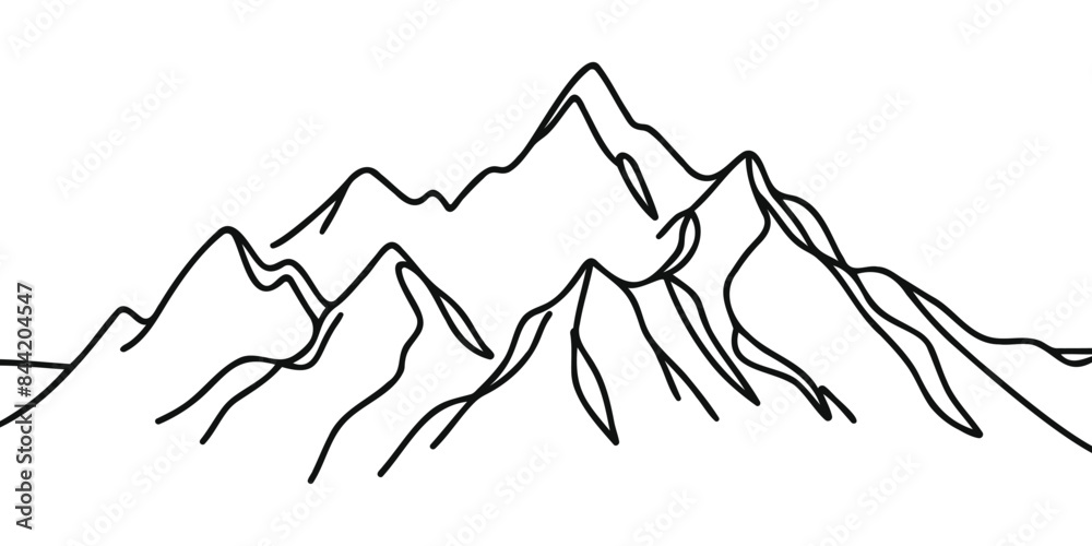 Fototapeta premium mountains or hill are drawn with one continuous line. Vector illustration.