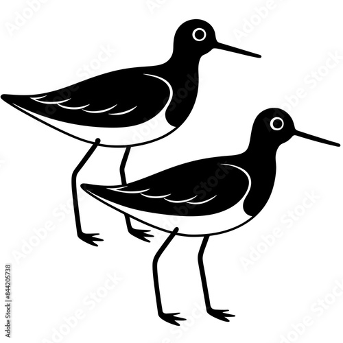 Two set sandpiper icon vector art silhouette illustration on white background