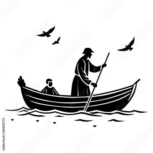 silhouette of a fisherman