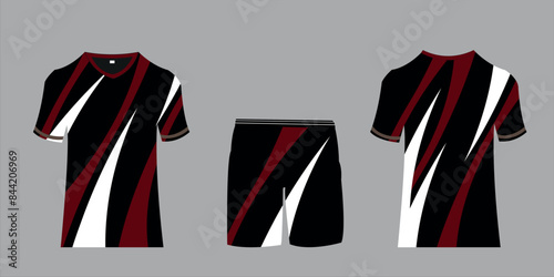 sports t-shirt design template, football t-shirt mockup for football club. front and back view of uniform. photo