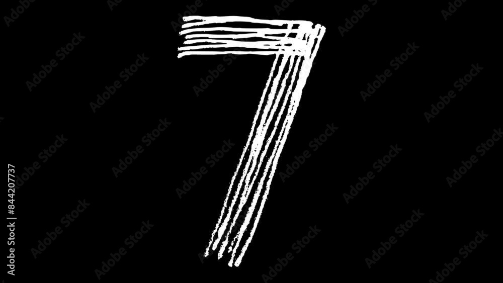 White wiggly hand drawn number seven sketch lines doodle animation White wiggly hand drawn number seven sketch lines doodle animation