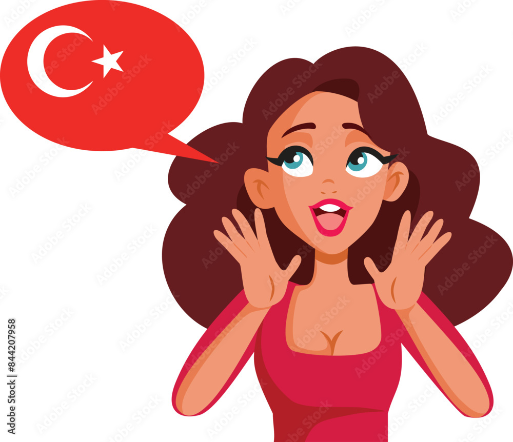 Cheerful Girl Speaking Turkish Vector Cartoon Illustration. Happy young tourist learning a few words in a foreign language
Cheerful Girl Speaking Turkish Vector Cartoon Illustration. Happy young tourist learning a few words in a foreign language