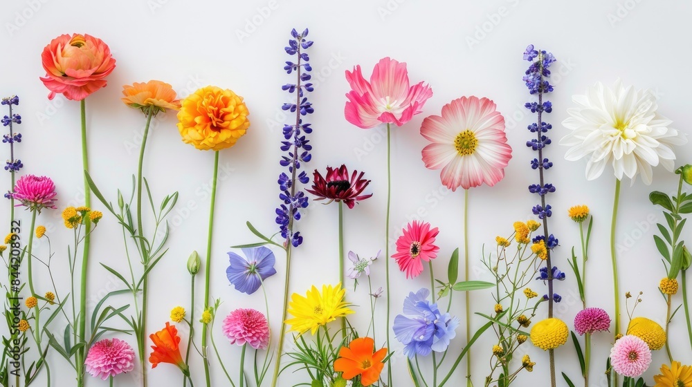 Vibrant blooms set against a white backdrop Vibrant blooms set against a white backdrop