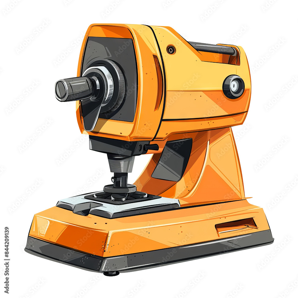 Vibrant illustration of an orange industrial machine, showcasing modern design and precision engineering ideal for tools or manufacturing themes. Vibrant illustration of an orange industrial machine, showcasing modern design and precision engineering ideal for tools or manufacturing themes.