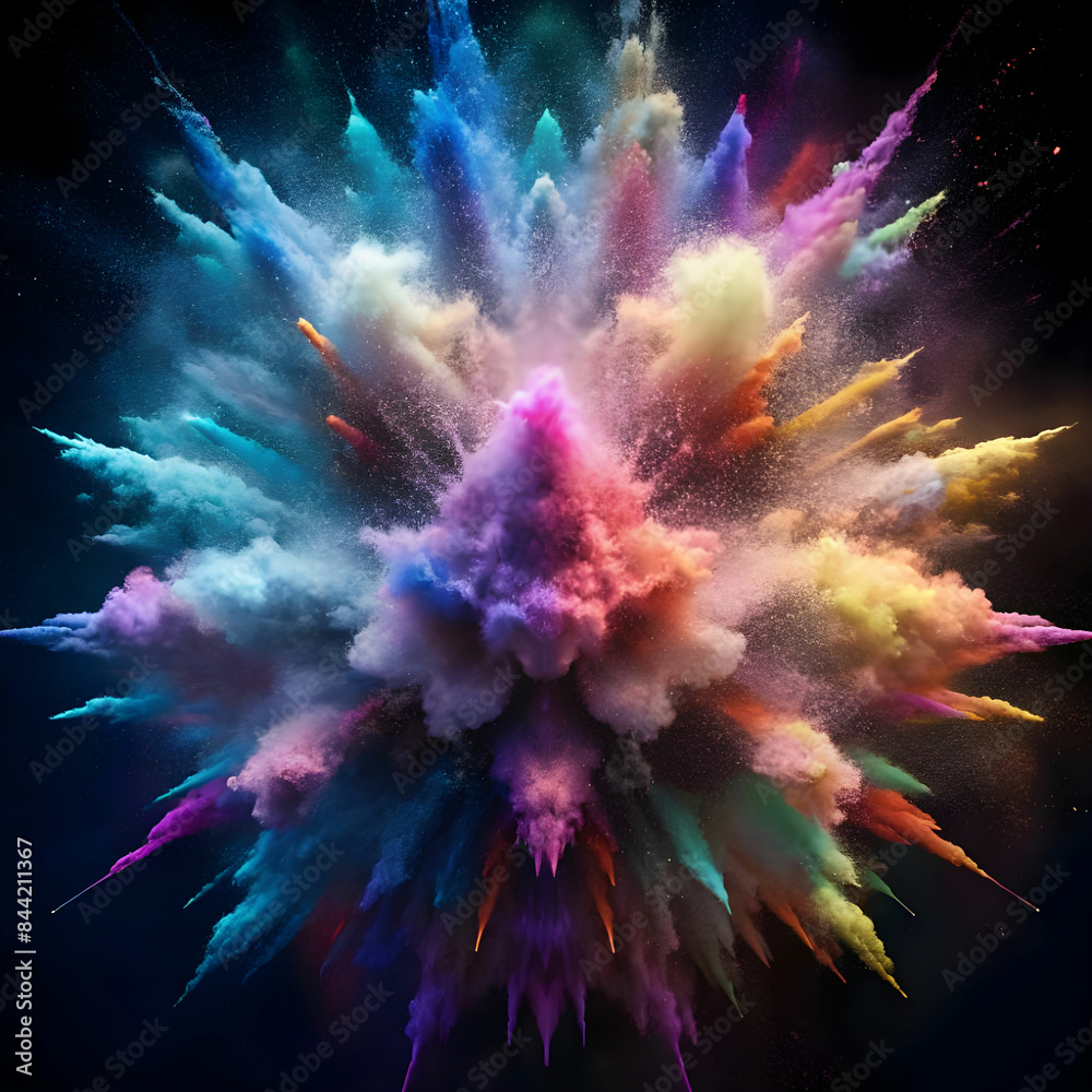 Fototapeta premium explosion of colourful dry powder splatted background