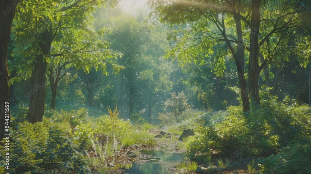 the beauty of trees and wild plants in the forest . seamless looping time-lapse virtual video Animation Background.