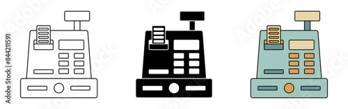 cash register icon set. trendy style cash register sign. isolated design on white background