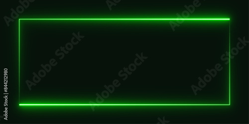 neon rectangle green sign vector background for illustration design. Shining square line object. Element of  glowing flourescent lamp for  advertisement