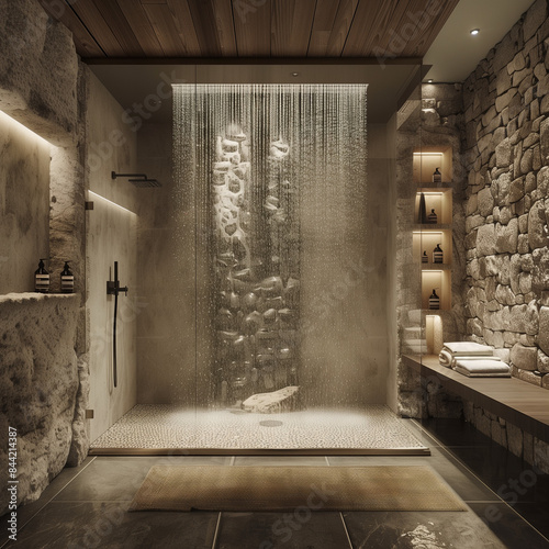 Dignified Spa Bathroom with a Rain Shower and Classic Elegance