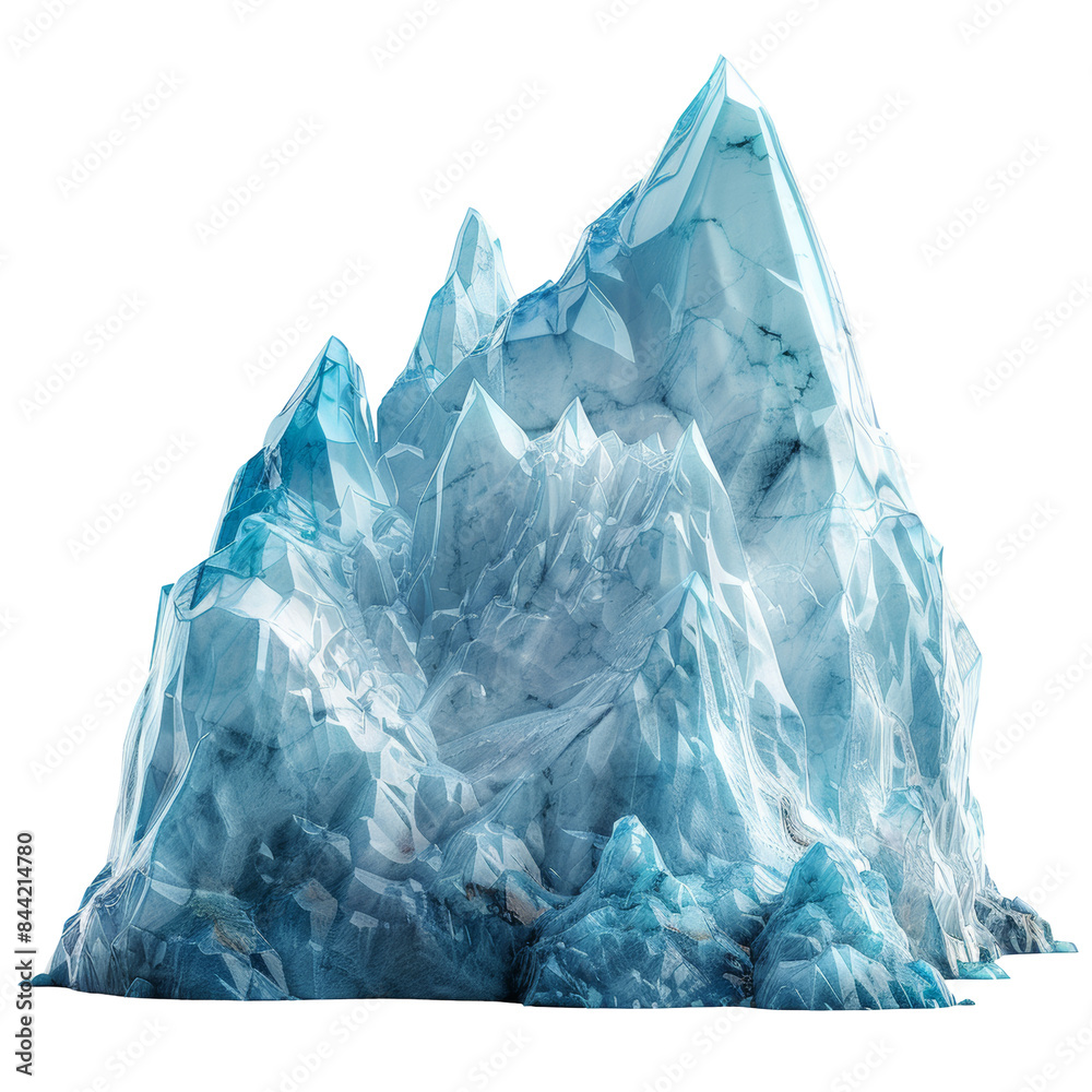 Fototapeta premium Crystal Ice Mountain Isolated on Transparent or White Background, PNG