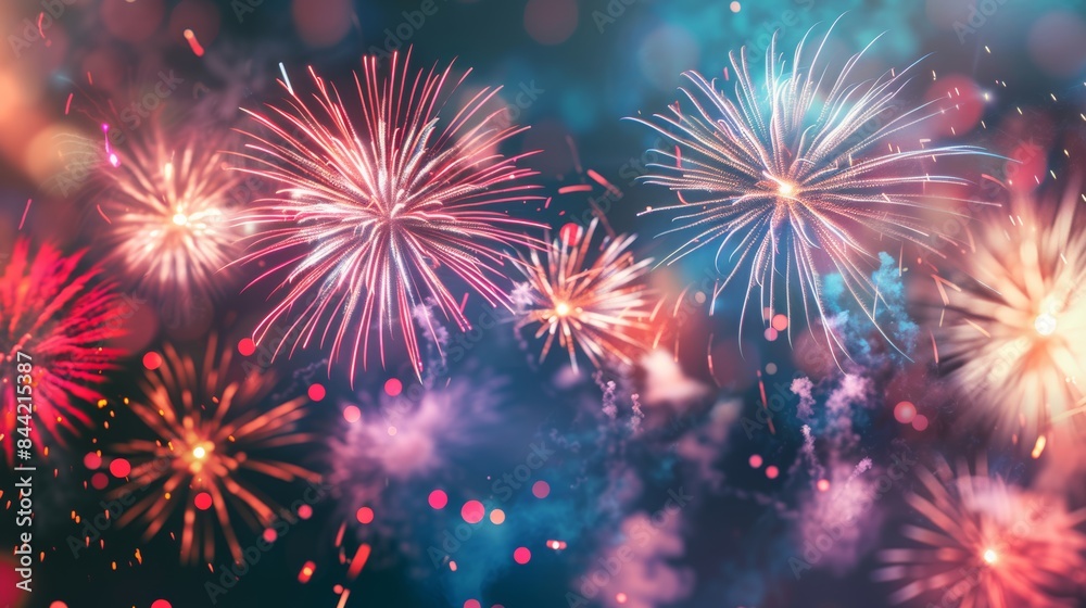 Naklejka premium Realistic fireworks display for Patriot Day celebration.