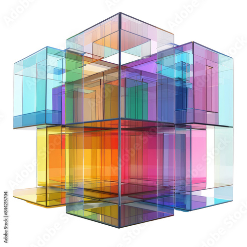 Colorful Glass Structure Isolated on Transparent or White Background, PNG