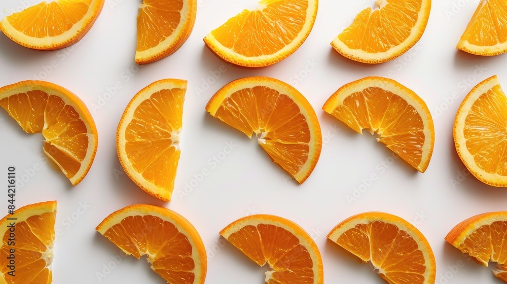 Orange segments on a white background separated Orange segments on a white background separated