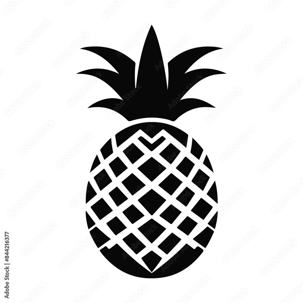 Obraz premium Pinapple Fruit black silhouette vector with white color background