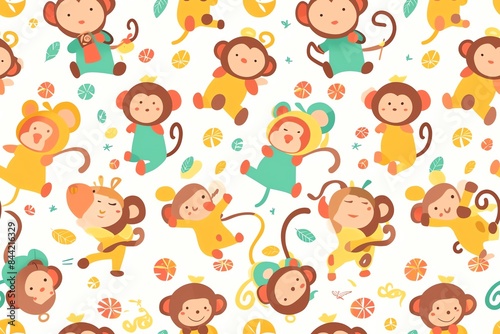 Cute monkey seamless pattern