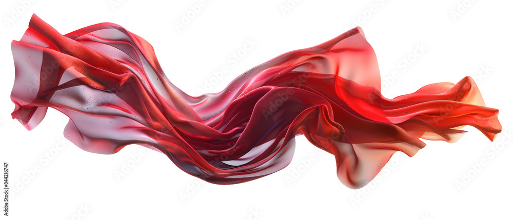 Flying Red Silk Fabric Isolated on Transparent or White Background, PNG Flying Red Silk Fabric Isolated on Transparent or White Background, PNG