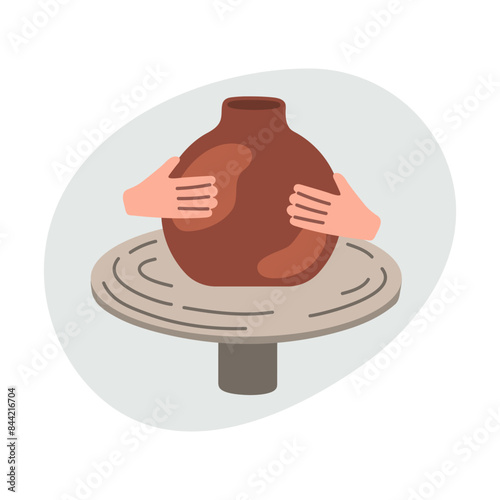 Process of creating ceramics in the workshop