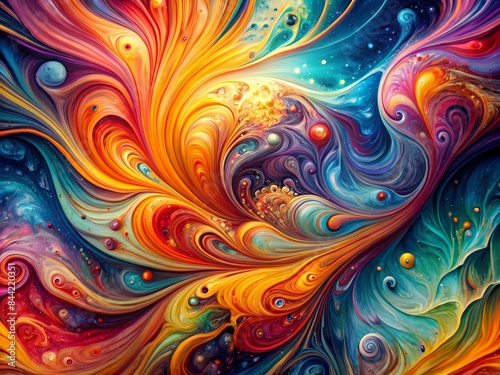 Vivid Abstract Painting With Vibrant Colors And A Sense Of Movement. photo