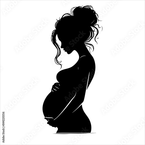 silhouette of a pregnant woman. Pregnant woman silhouette. A pregnant woman black icon on a white background