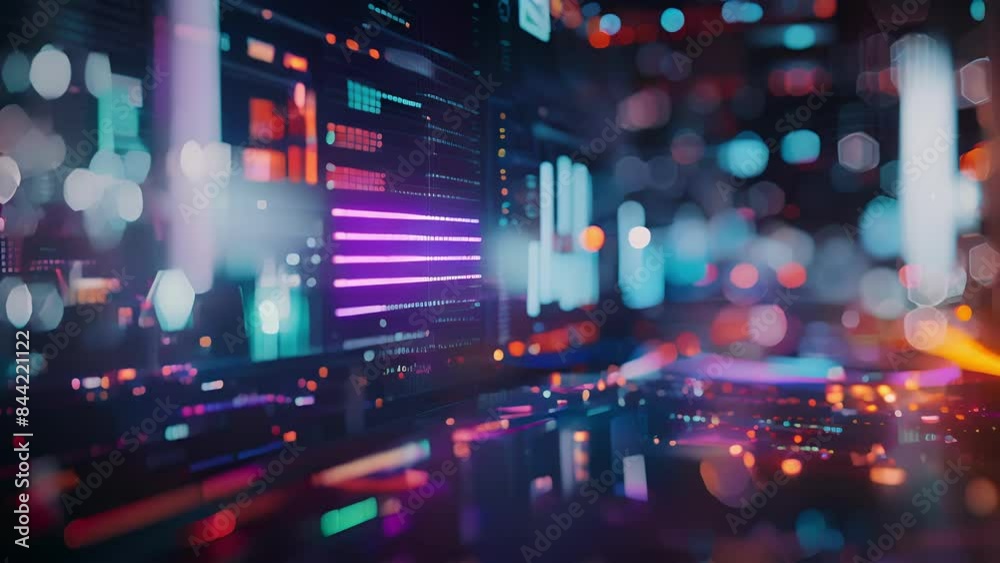 A CEO remotely monitoring their business operations through a holographic dashboard displaying realtime data and analytics.