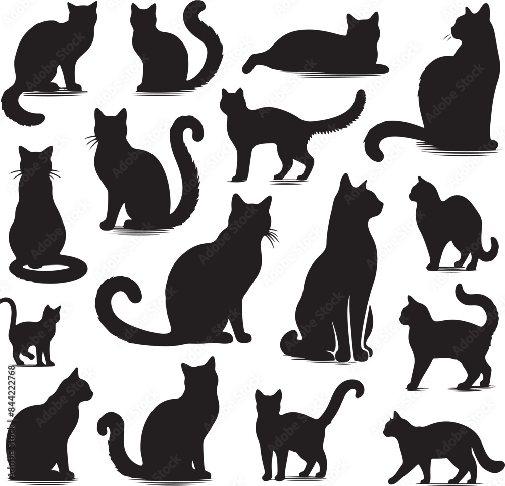 cat silhouette set cat silhouette set