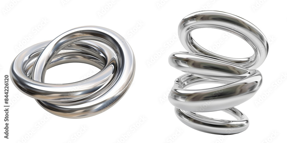 Floating Silver Rings - 3D Render Set Isolated on Transparent or White Background, PNG Floating Silver Rings - 3D Render Set Isolated on Transparent or White Background, PNG