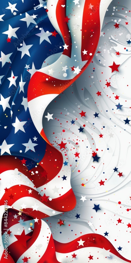 Fototapeta premium Clean white background with patriotic elements for Patriot Day.