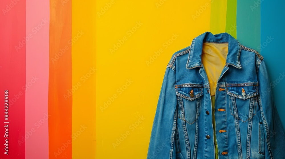 Denim Jacket on Retro Background Denim Jacket on Retro Background