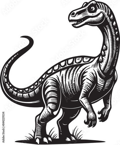 illustration of a dinosaur illustration black and white © Rony