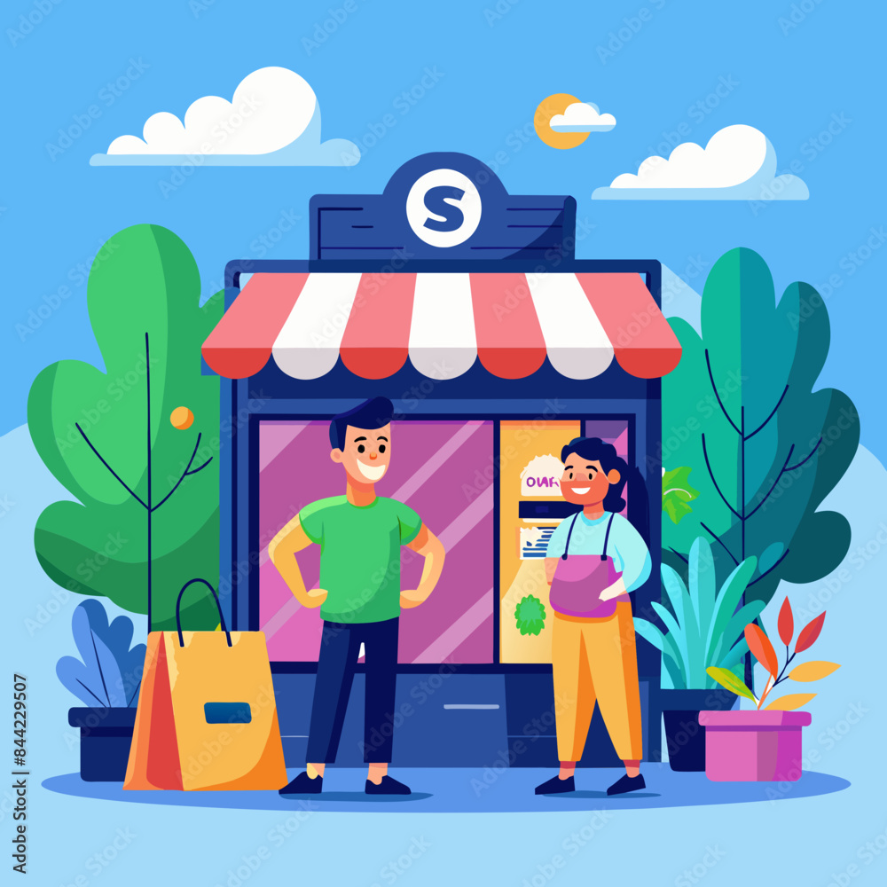 A beautiful store with lots of happy customers A beautiful store with lots of happy customers