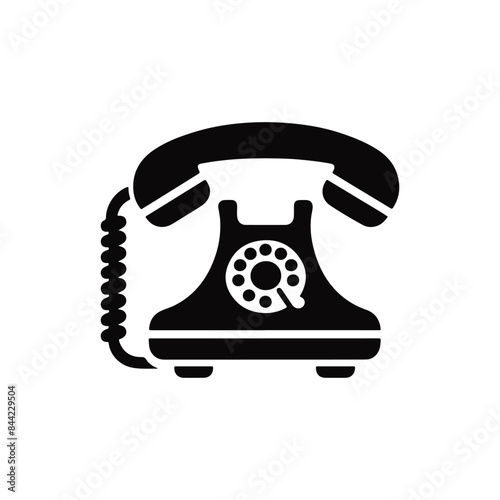 Telephone black silhouette vector with white color background