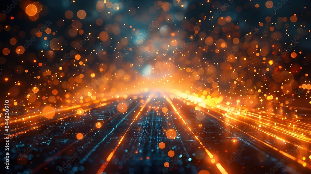 Obraz premium Brilliant Futuristic Technology Light Box Poster Background with Vibrant Rays and Energetic Motion