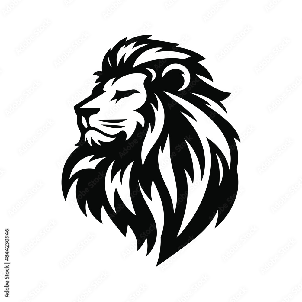 Obraz premium Lion Animal black silhouette vector with white color background
