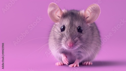 Grey mouse isolated on purple © BLACK ADAM