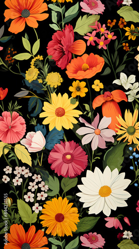 Colorful floral pattern illustration
