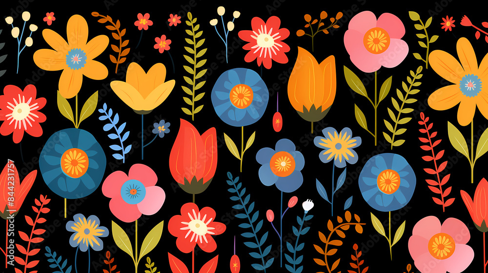 custom made wallpaper toronto digitalColorful floral pattern illustration