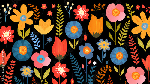 Wallpaper Mural Colorful floral pattern illustration Torontodigital.ca