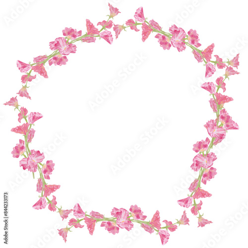 A pink floral border or frame, perfect for spring cards and decorations