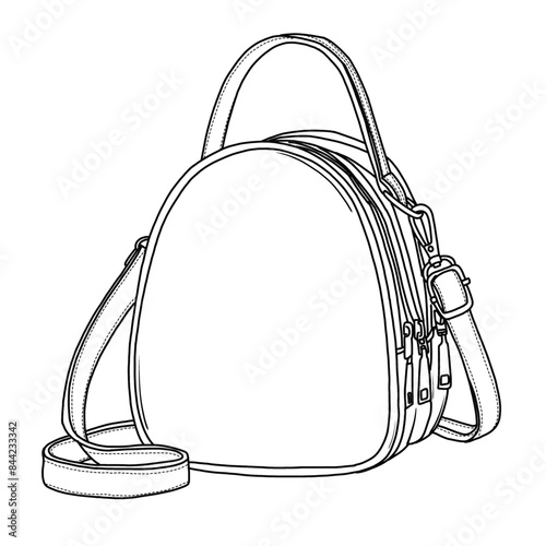Small Cross body Bags Shoulder Bag for Women Messenger Bags Purse and Handbags Wallet Line art, Suitable for your custom women handbags design, outline vector doodle illustration side view