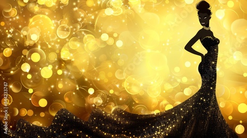 Evening Dress with Gold Background 