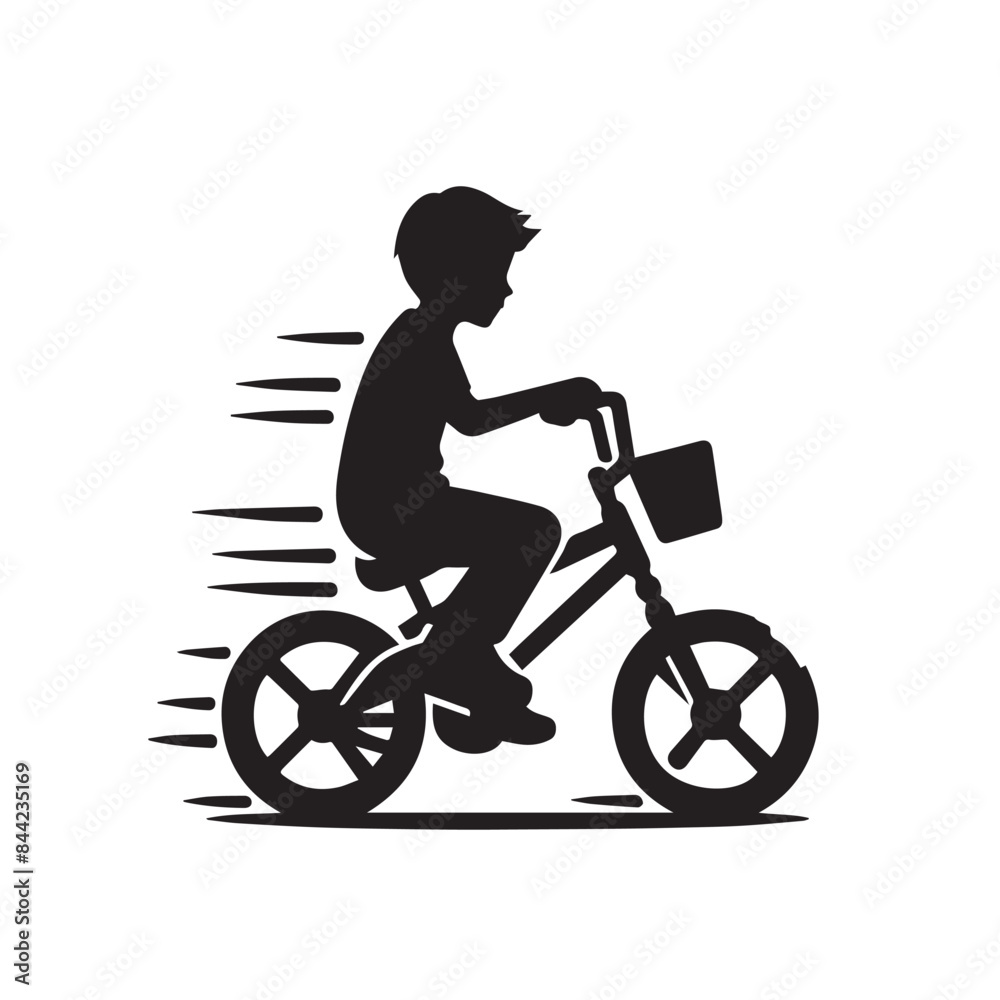 Naklejka premium cycle childern silhouette ,