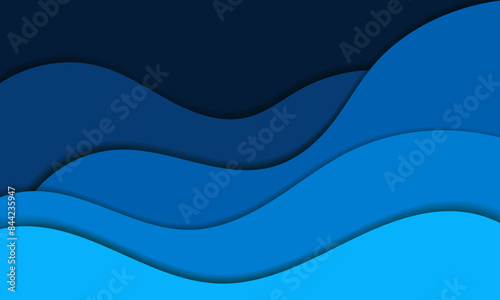 Abstract blue modern wave papercut style background