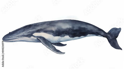 water color illustration of a whale on white background © MuhammadMuneeb