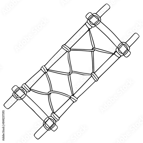 improvised rope stretcher illustration hand drawn outline vector