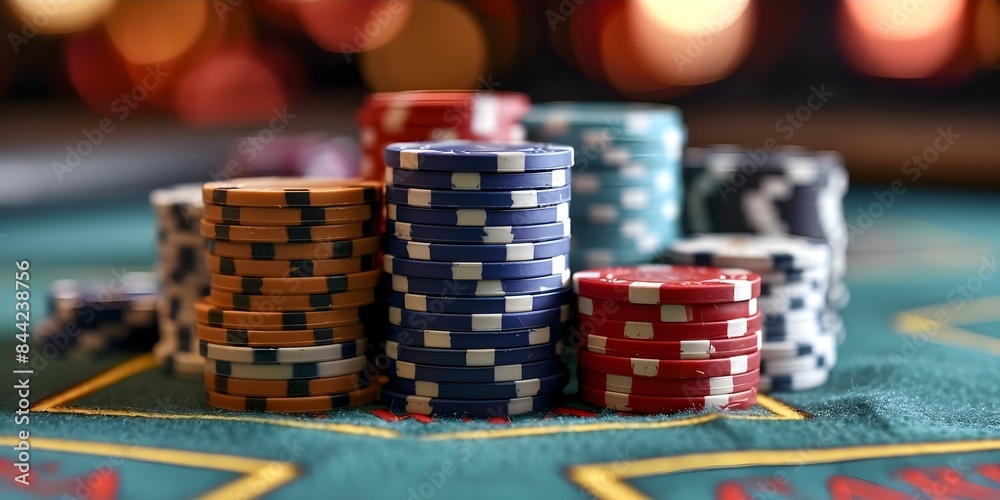 Stacking Chips on a Green Poker Table A Skilled and High-Stakes Arrangement. Concept Poker Strategy, Stack of Chips, Gambling Tactics, Green Felt Table, High-Stakes Game Stacking Chips on a Green Poker Table A Skilled and High-Stakes Arrangement. Concept Poker Strategy, Stack of Chips, Gambling Tactics, Green Felt Table, High-Stakes Game