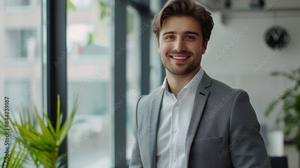 A smiling, confident young businessman looking directly at the camera A smiling, confident young businessman looking directly at the camera